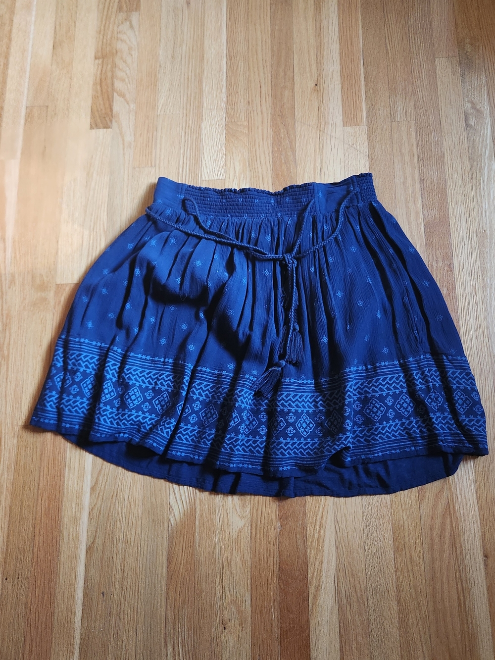 Old Navy Navy Blue Embroidered Skater Skirt